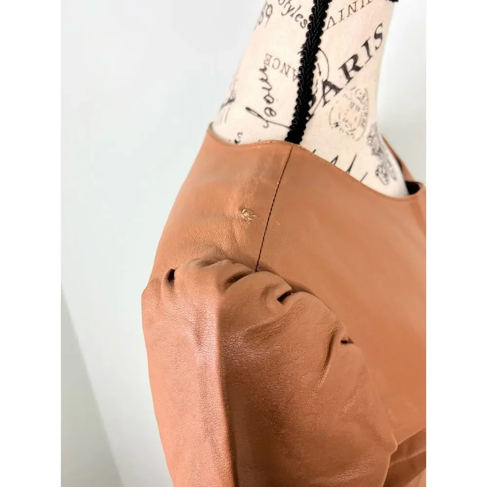 Cupcake & Cashmere Maggie Dress Brown Faux Leather Mini Dress with pockets - Picture 11 of 16